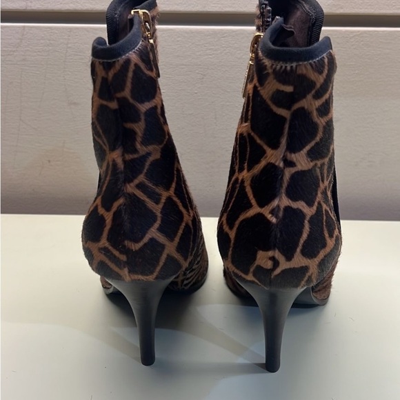 Bruno Magli Brown and Black Heeled Boots with Giraffe Print - Picture 5 of 9